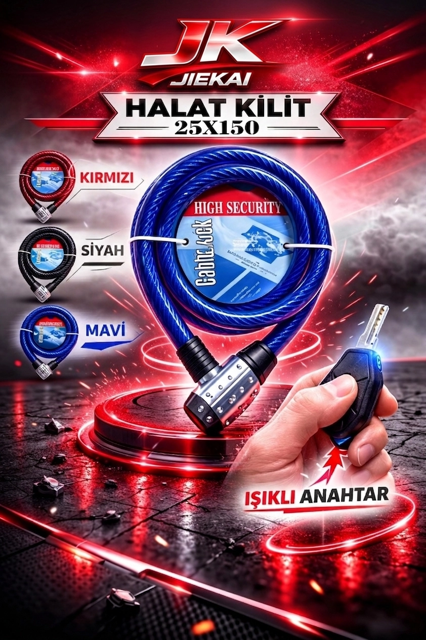 25X150 HALAT KİLİT IŞIKLI ANAHTAR * MAVİ*