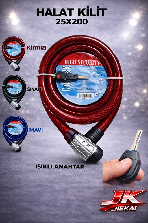 25X200 HALAT KİLİT IŞIKLI ANAHTAR * KIRMIZI *