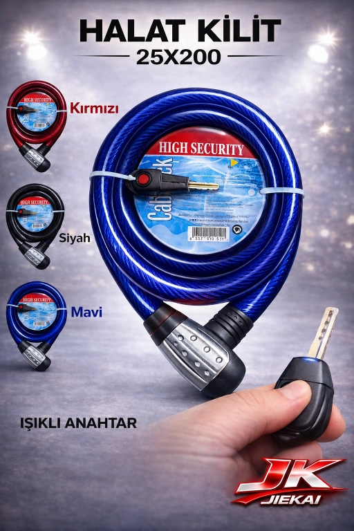 25X200 HALAT KİLİT IŞIKLI ANAHTAR * MAVİ *