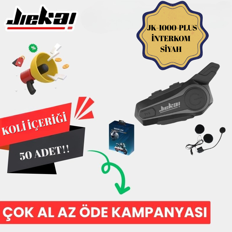 JİEKAİ JK-1000-PLUS İNTERKOM SİYAH ( RENKLİ KAPAKLAR HEDİYE ) *KOLİ İÇERİĞİ 50 ADET*