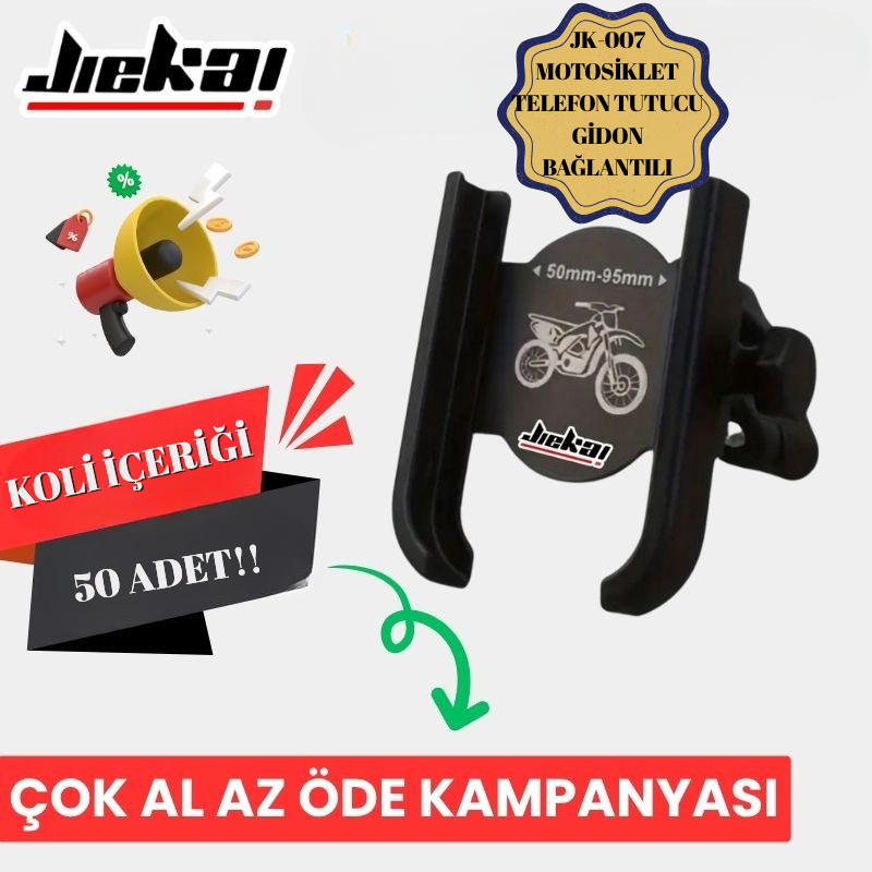 JİEKAİ JK-06 MOTOSİKLET TELEFON TUTUCU ( ALEMİNYUM ) * AYNA* BAĞLANTI *KOLİ İÇERİĞİ 50 ADET*