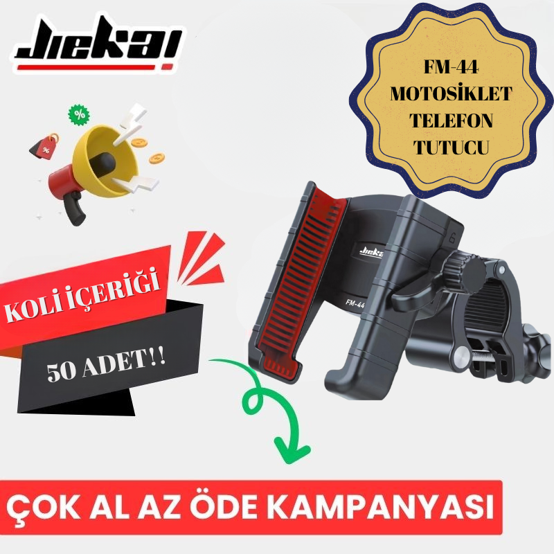 FM-44 MOTOSİKLET TELEFON TUTUCU AYNA VE GİDON APARATLI *KOLİ İÇERİĞİ 50 ADET*