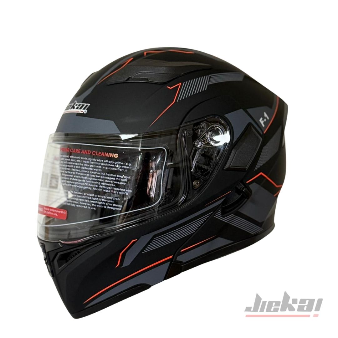 JİEKAİ JK-902 ÇENE AÇILIR KASK * ÇENE PEDLİ * E1 SİYAH TRUNCU