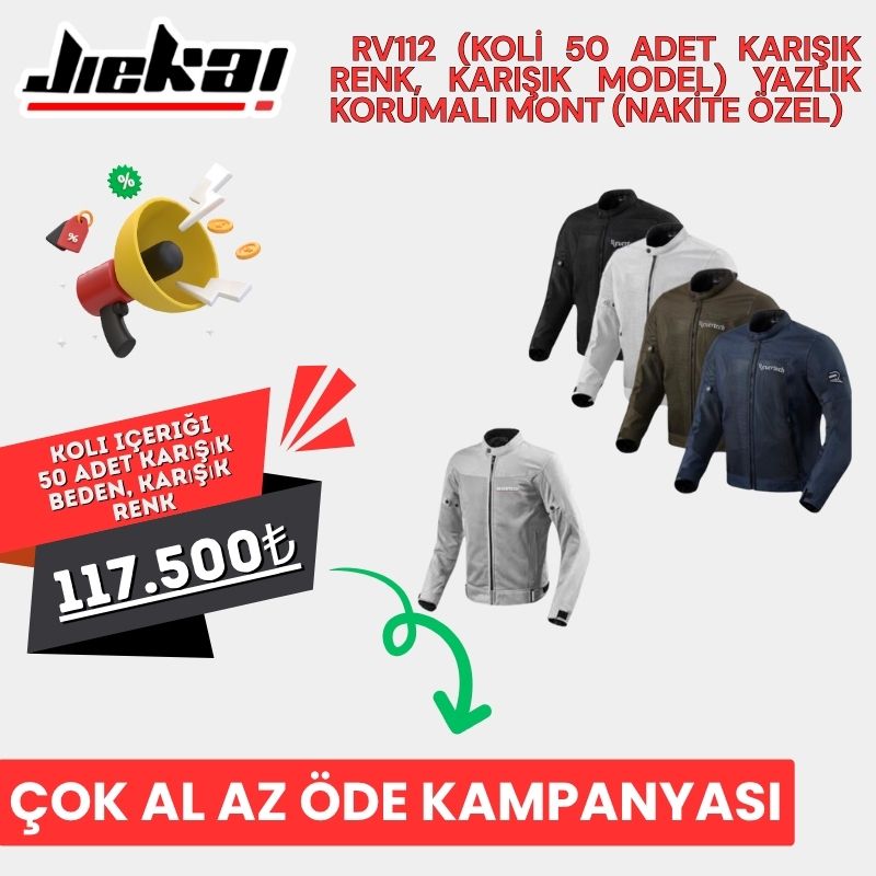  RV112 (KOLİ 50 ADET KARIŞIK RENK, KARIŞIK MODEL) YAZLIK KORUMALI MONT (NAKİTE ÖZEL) 