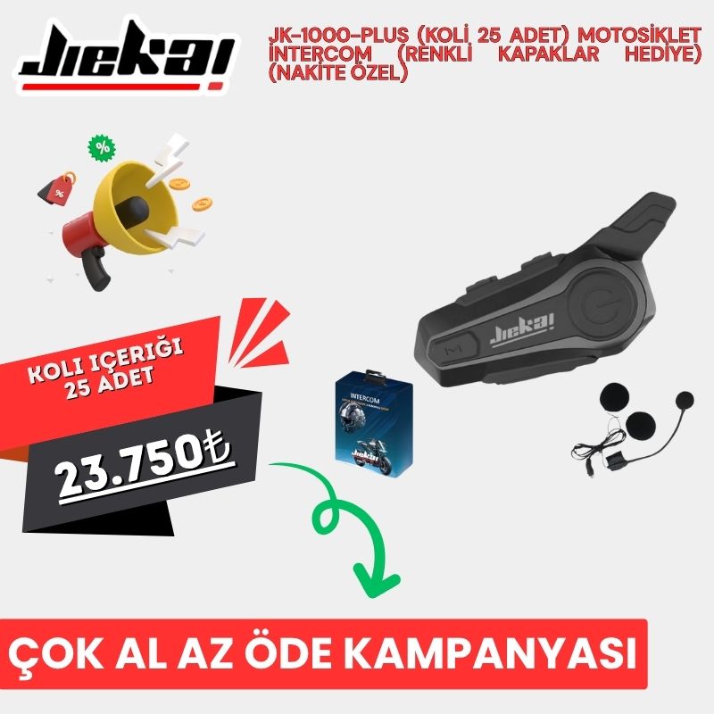 JK-1000-PLUS (KOLİ 25 ADET) MOTOSİKLET İNTERCOM ( RENKLİ KAPAKLAR HEDİYE ) (NAKİTE ÖZEL)
