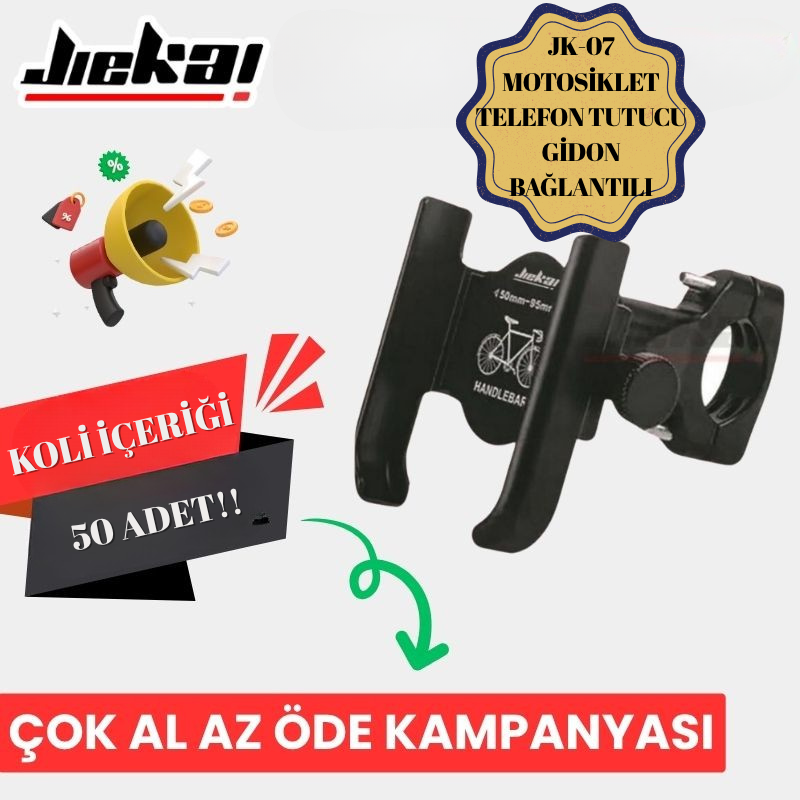 JİEKAİ JK-07 MOTOSİKLET TELEFON TUTUCU ( ALEMİNYUM ) * GİDON* BAĞLANTILI *KOLİ İÇERİĞİ 50 ADET*