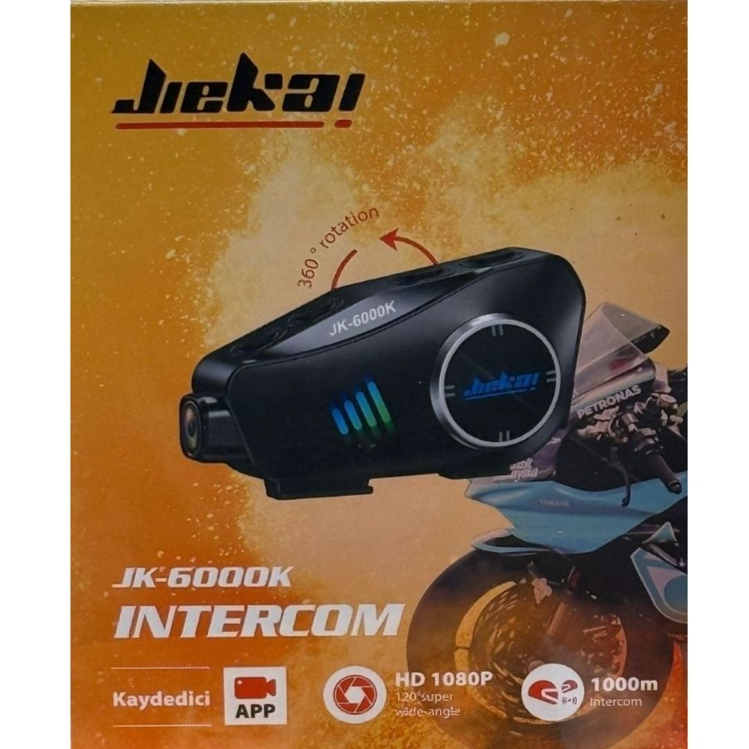 JİEKAİ JK-6000K MOTOSİKLET KAMERALI İNTERCOM İKİLİ EŞLEŞME ( HAFIZA KART HEDİYELİ )