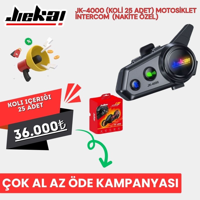 JK-4000 (KOLİ 25 ADET) MOTOSİKLET İNTERCOM  (NAKİTE ÖZEL)