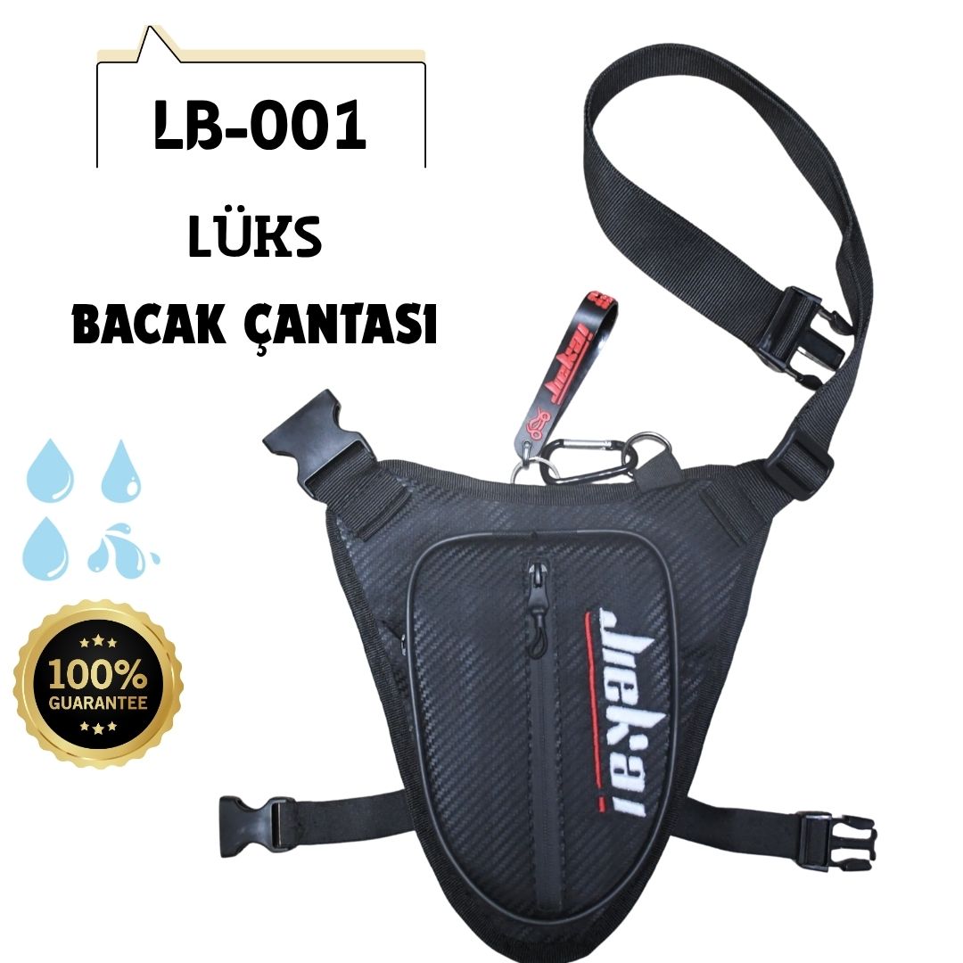 JİEKAİ LB-001 MOTORCU BACAK ÇANTASI KARBON KUBAŞ * BEYAZ NAKIŞ * ( ANAHTARLIK HEDİYE )