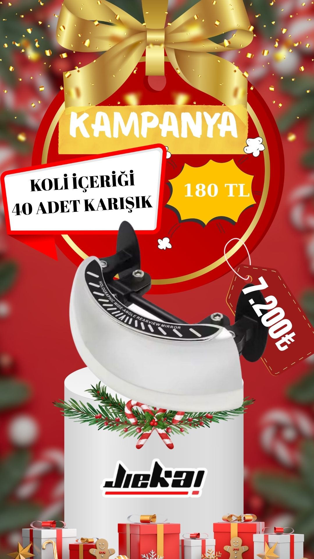 JİEKAİ YILBAŞI KAMPANYASI AP-79 DİKİZ AYNA ÜNİVERSAL *AYARLANABİLİR* 2 AYAKLI (KOLİ FİYAT)