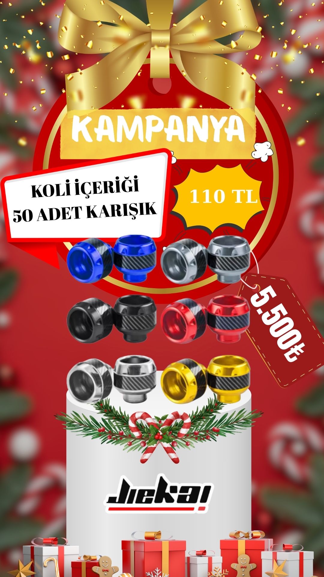 JİEKAİ YILBAŞI KAMPANYASI KB-37 RENKLİ ÖN TEKER TAKOZU (KOLİ FİYAT)