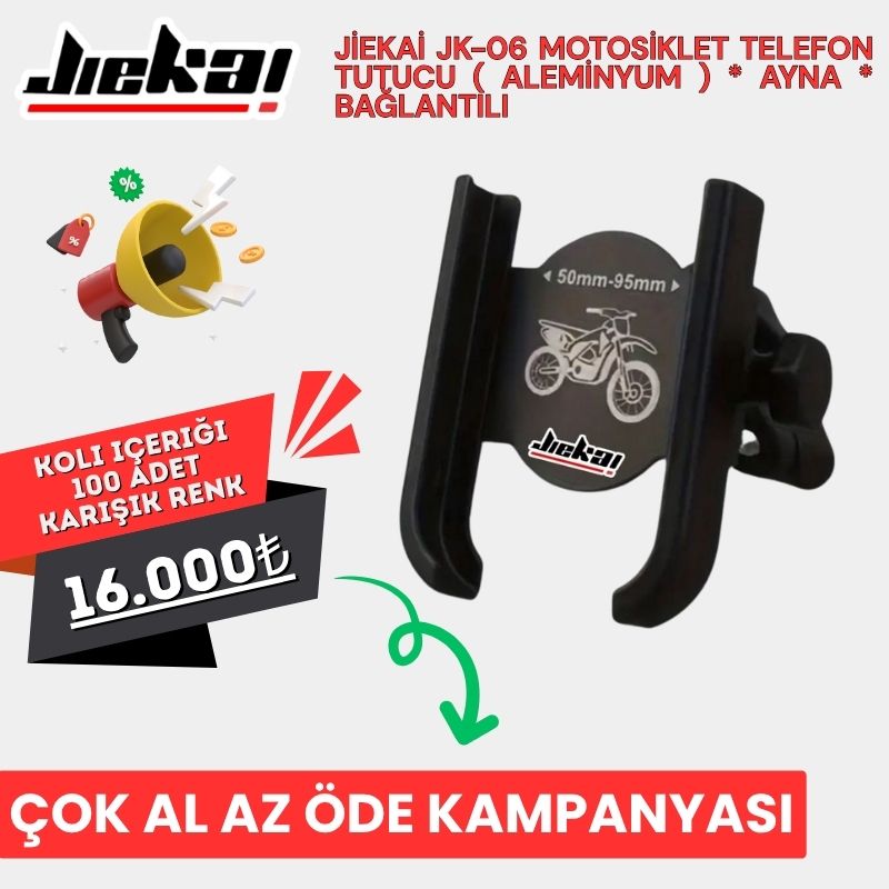 JK-06 (KOLİ 100 ADET ) MOTOSİKLET TELEFON TUTUCU AYNA BAĞLANTILI (NAKİTE ÖZEL)
