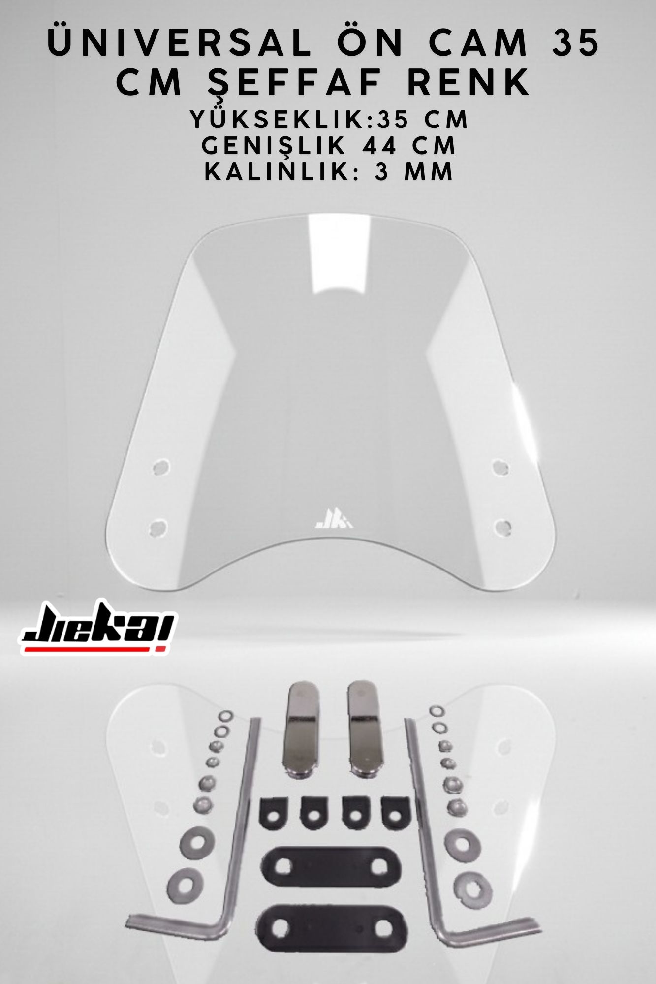 JİEKAİ ÜNİVERSAL  SCOOTER ÖN CAM  35 CM ŞEFFAF RENK