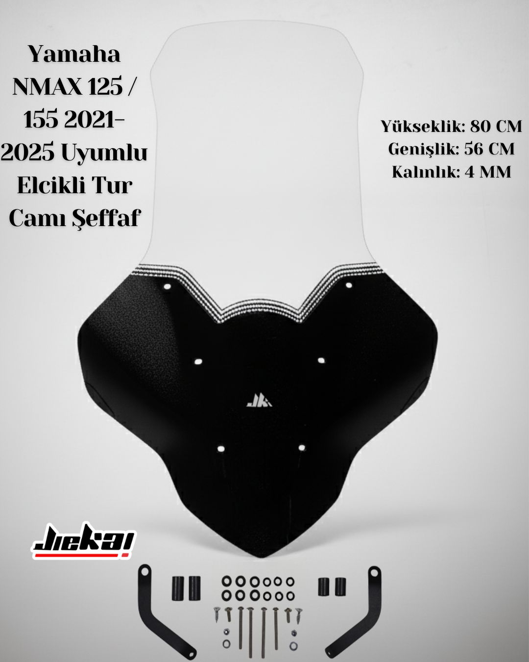 Yamaha NMAX 125 / 155 2021-2025 Uyumlu Elcikli Tur Camı ŞEFFAF