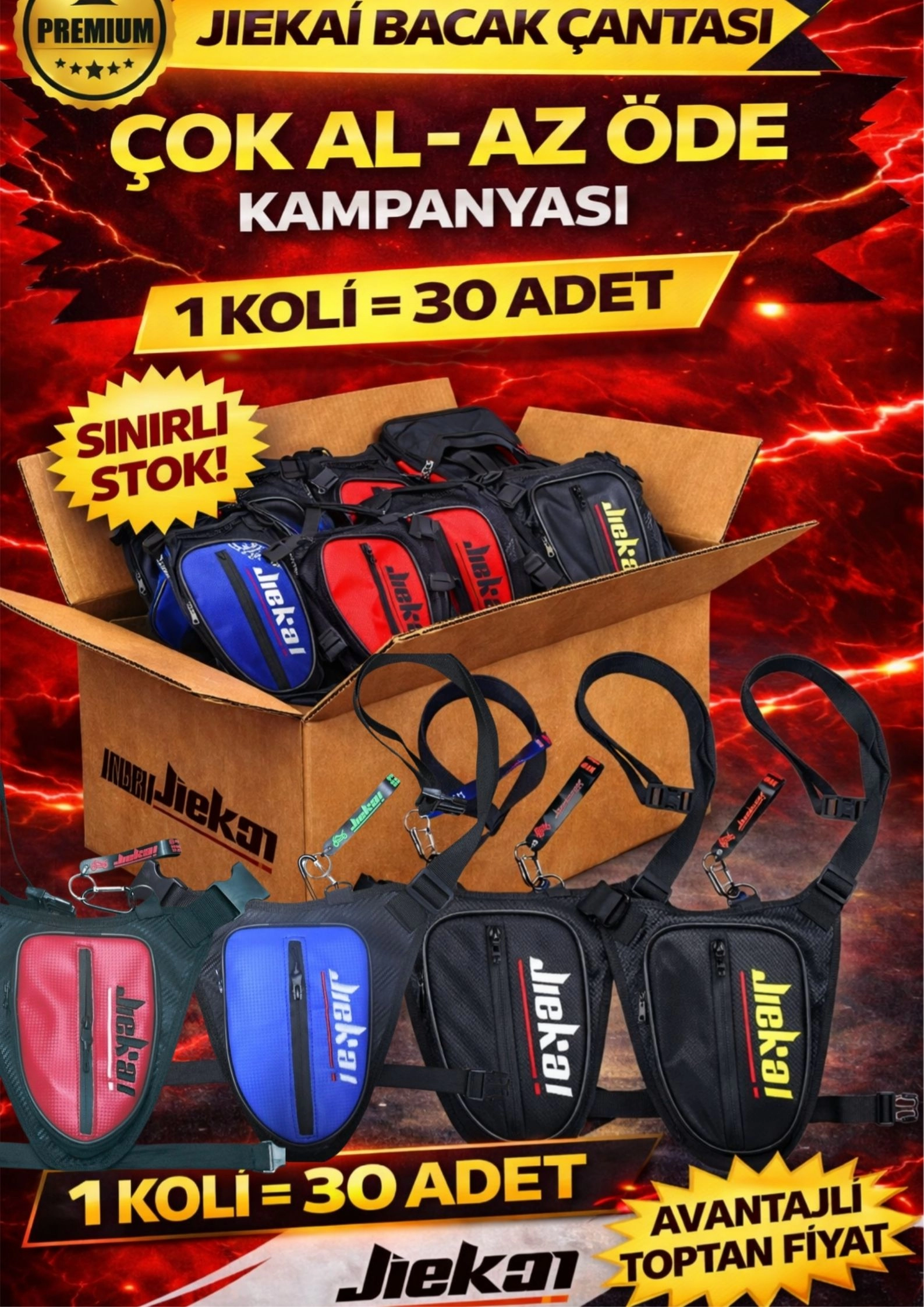 JİEKAİ BAYİLERİNE ÖZEL KAMPANYASI JİEKAİ BACAK ÇANTASI (KOLİ FİYAT)