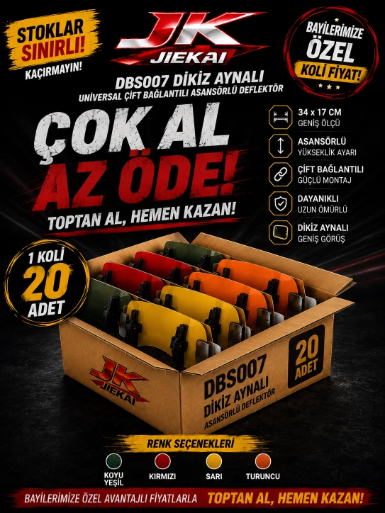 JİEKAİ BAYİLERİNE ÖZEL KAMPANYASI UNIVERSAL ÇİFT BAĞLANTILI ASANSÖRLÜ DEFLEKTÖR 34X17 (KOLİ FİYAT)