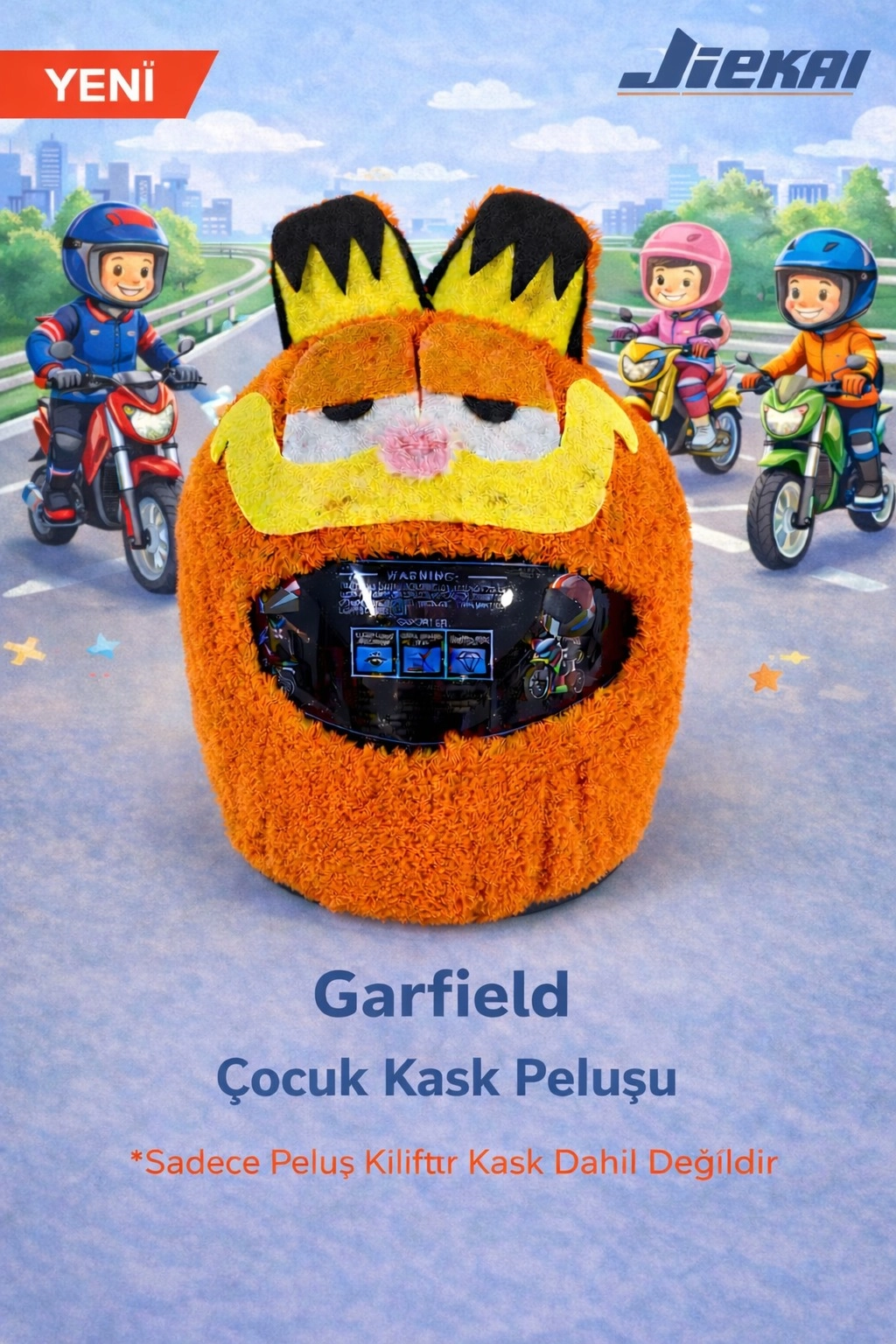 JİEKAİ Çocuk Kask Peluşu Garfield Model