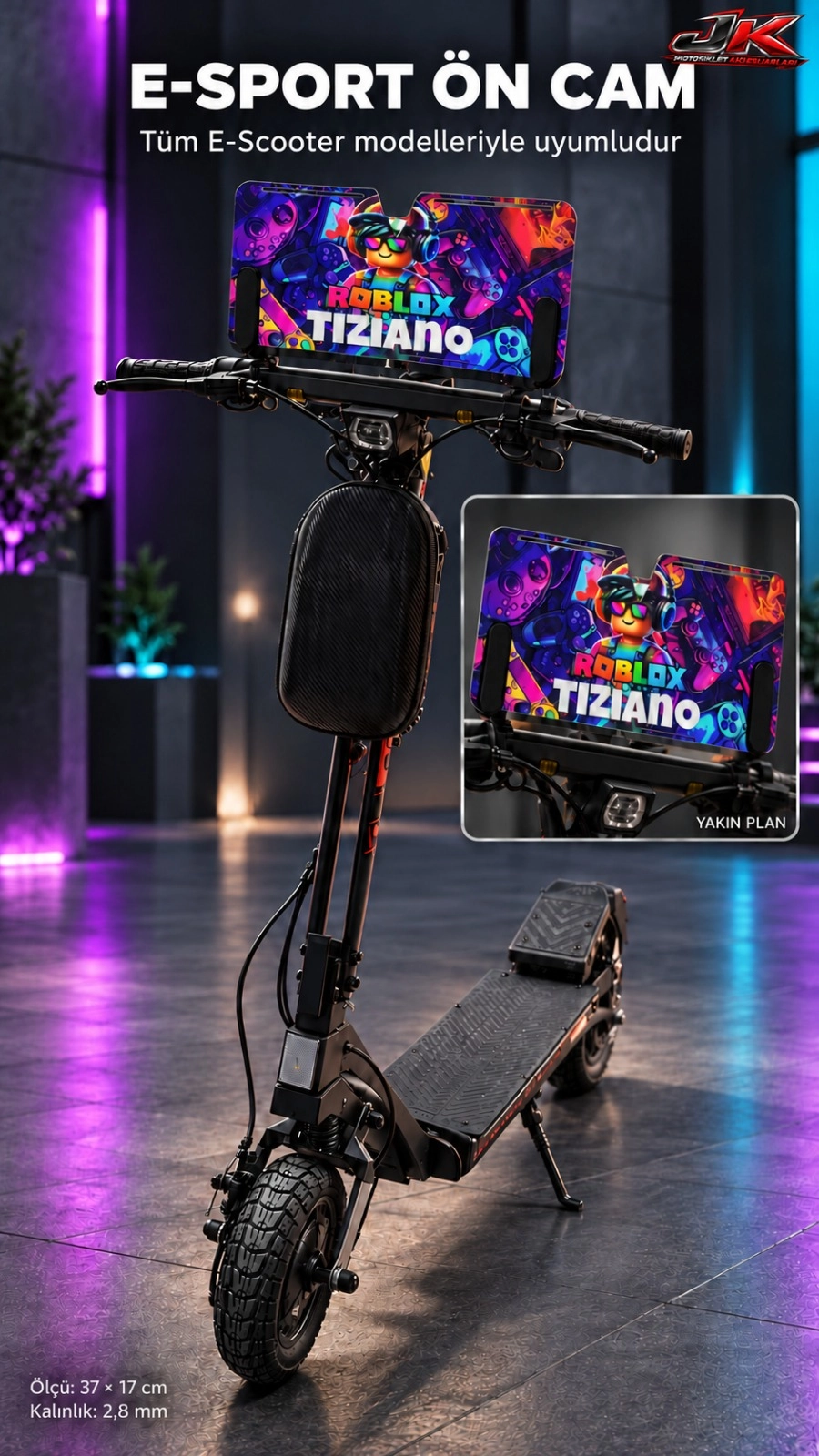 Jiekai Jk E- scooter üniversal grafik desenli Ön Cam ES-001