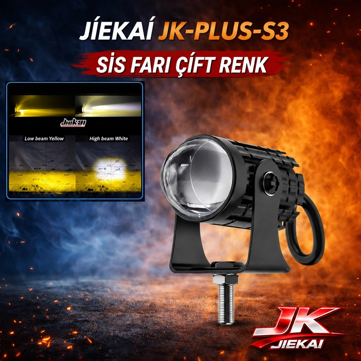 JİEKAİ JK-PLUS-S3 SİS FARI ÇİFT RENK - ( ADET FİYATIDIR )