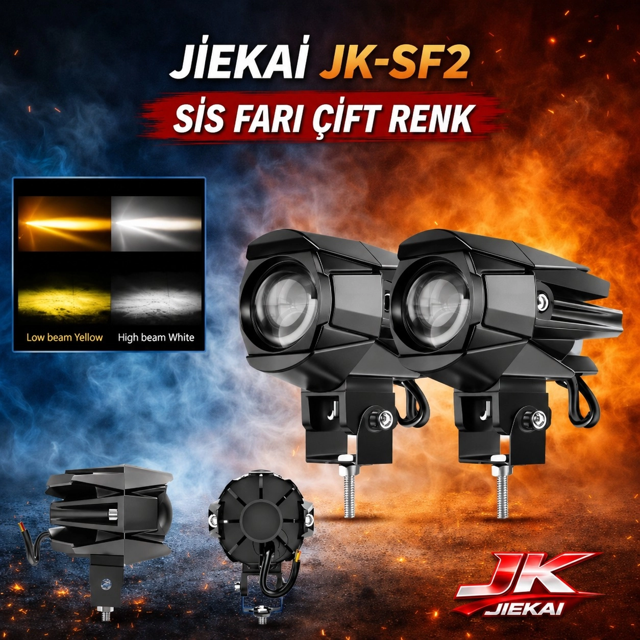 JİEKAİ JK-SF2 SİS FARI ÇİFT RENK ( ADET FİYATIDIR )