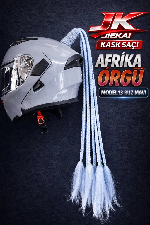  JİEKAİ KASK SAÇI BUZ MAVİ RENK AFRİKA ÖRGÜ MODEL-13