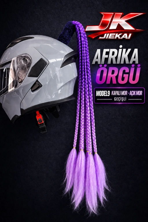  JİEKAİ KASK SAÇI KAPALI MOR AÇIK MOR GEÇİŞLİ  RENK AFRİKA ÖRGÜ MODEL-09