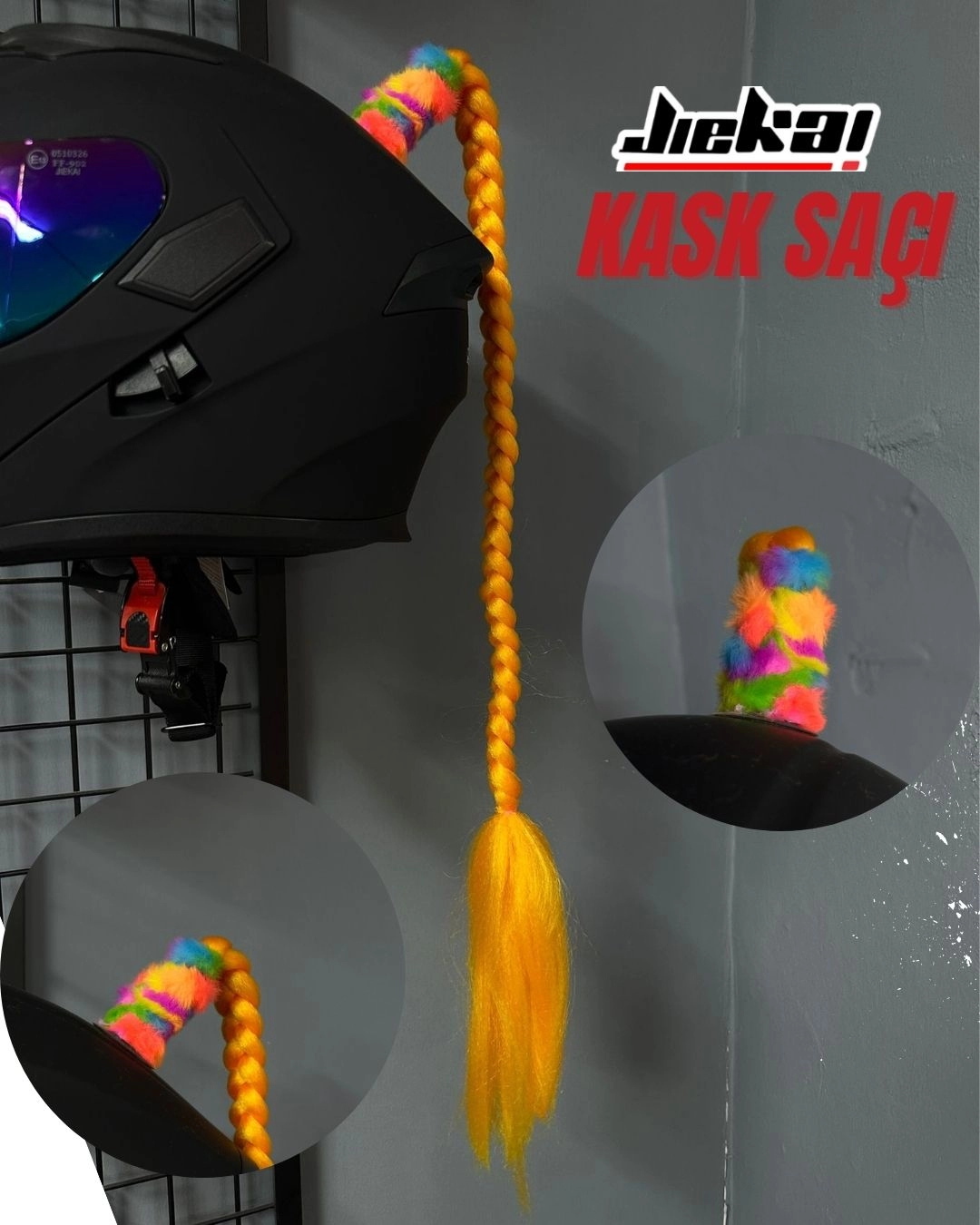 JİEKAİ KASK SAÇI TURUNCU RENK DÜZ ÖRGÜ MODEL-08