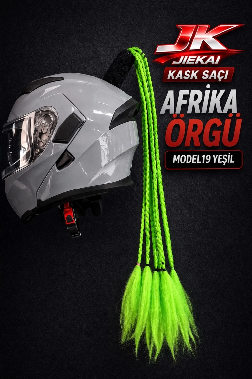  JİEKAİ KASK SAÇI YEŞİL RENK AFRİKA ÖRGÜ MODEL-19