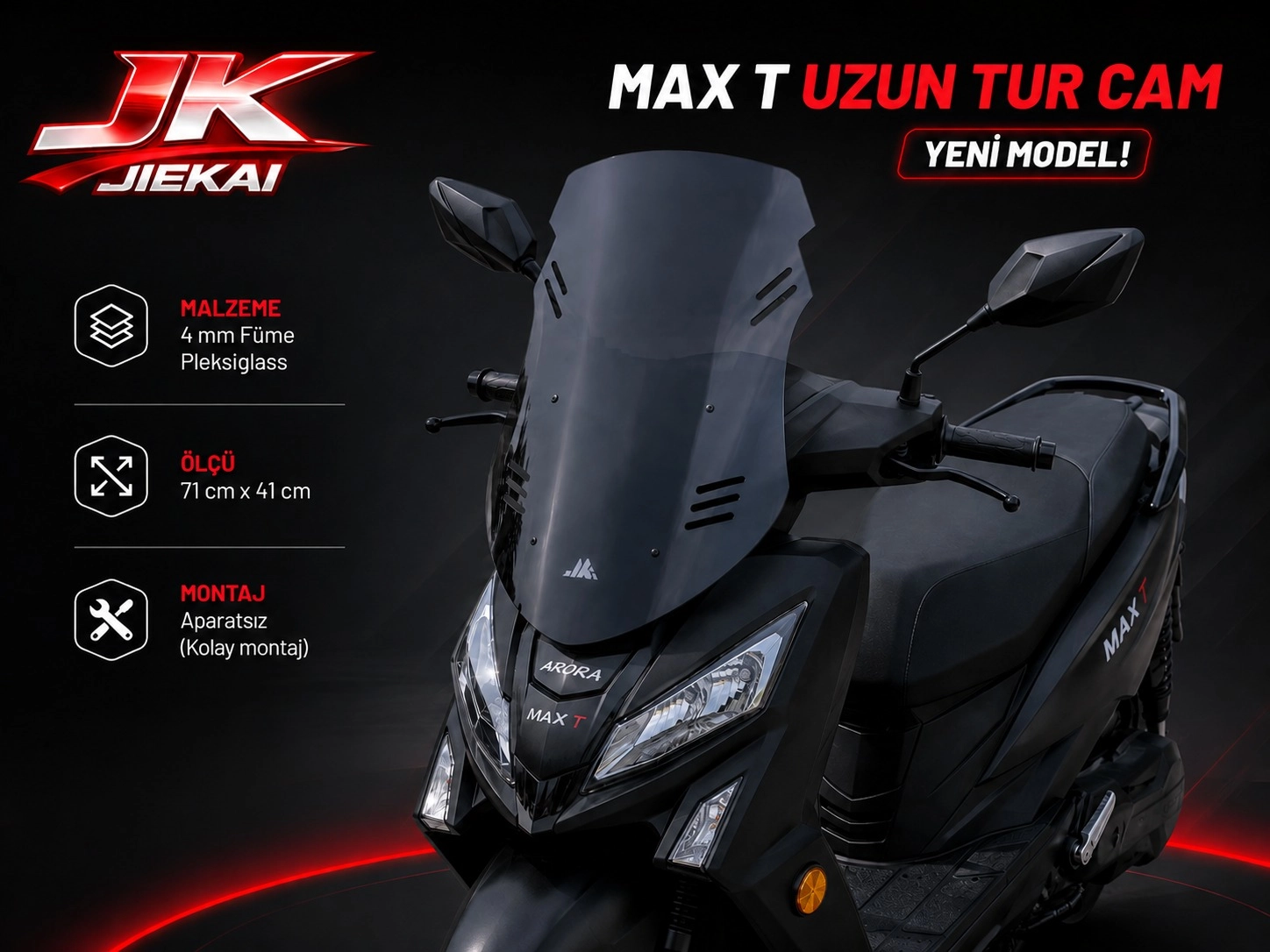 JİEKAİ MAX-T UZUN TUR CAM FÜME YENİ MODEL – N-MAX 2015-2020 UYUMLU 
