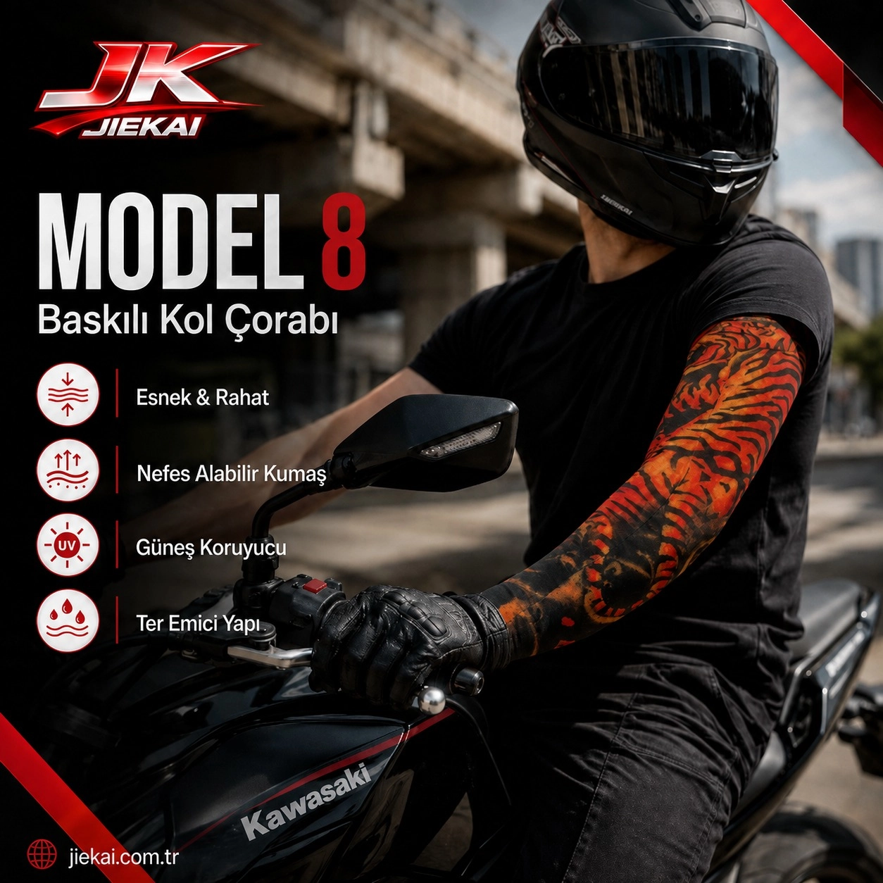 JİEKAİ MOTORCU KOL ÇORABI MODEL - 8