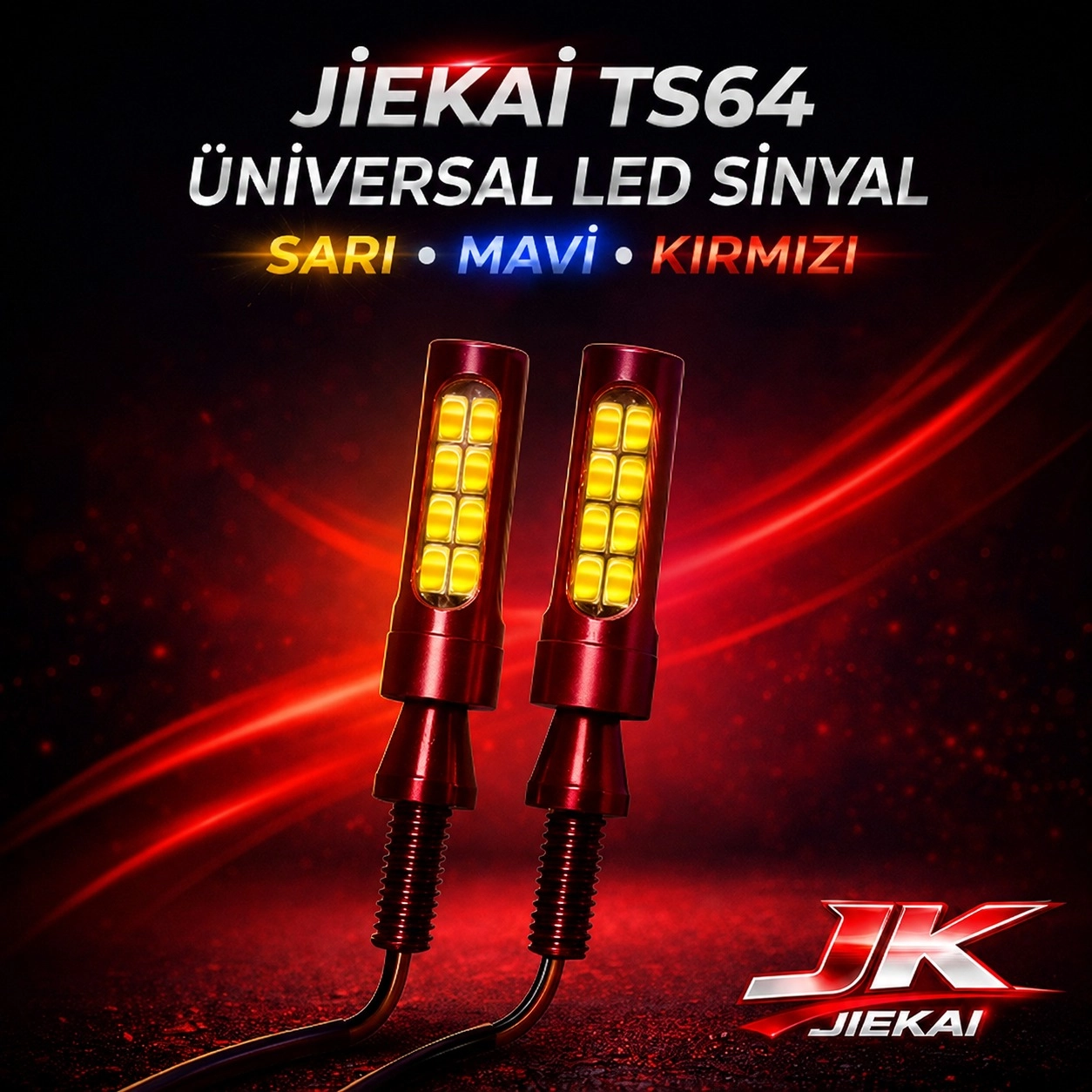 JİEKAİ TS64 ÜNİVERSAL LED SİNYAL MOTOSİKLET *SARI*MAVİ*KIRMIZI