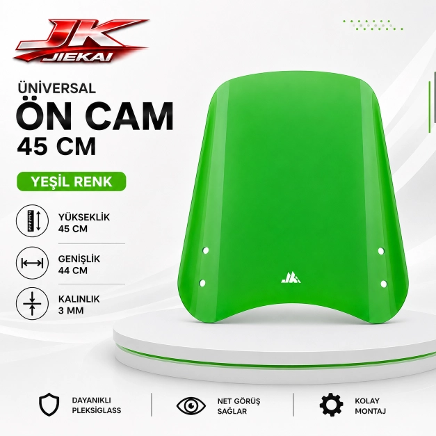  JİEKAİ ÜNİVERSAL SCOOTER ÖN CAM 45 CM YEŞİL RENK