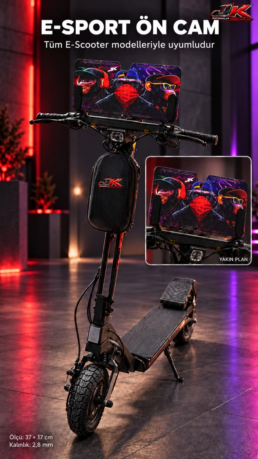 Jiekai Jk E- scooter üniversal grafik desenli Ön Cam ES-002