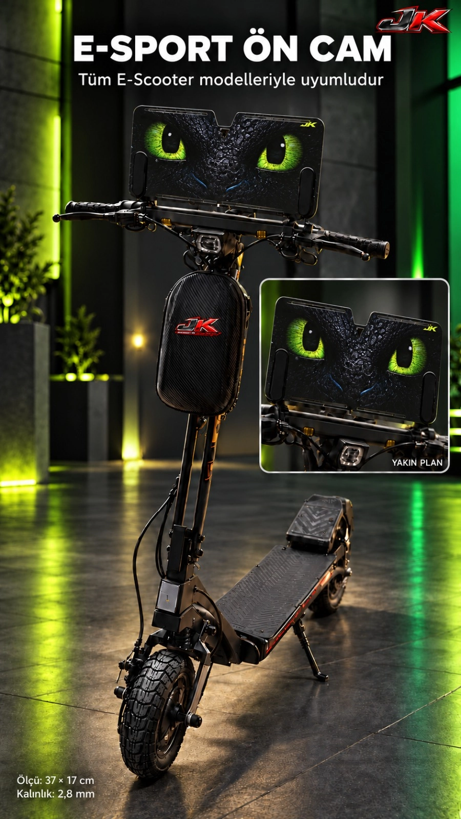 Jiekai Jk E- scooter üniversal grafik desenli Ön Cam ES-003