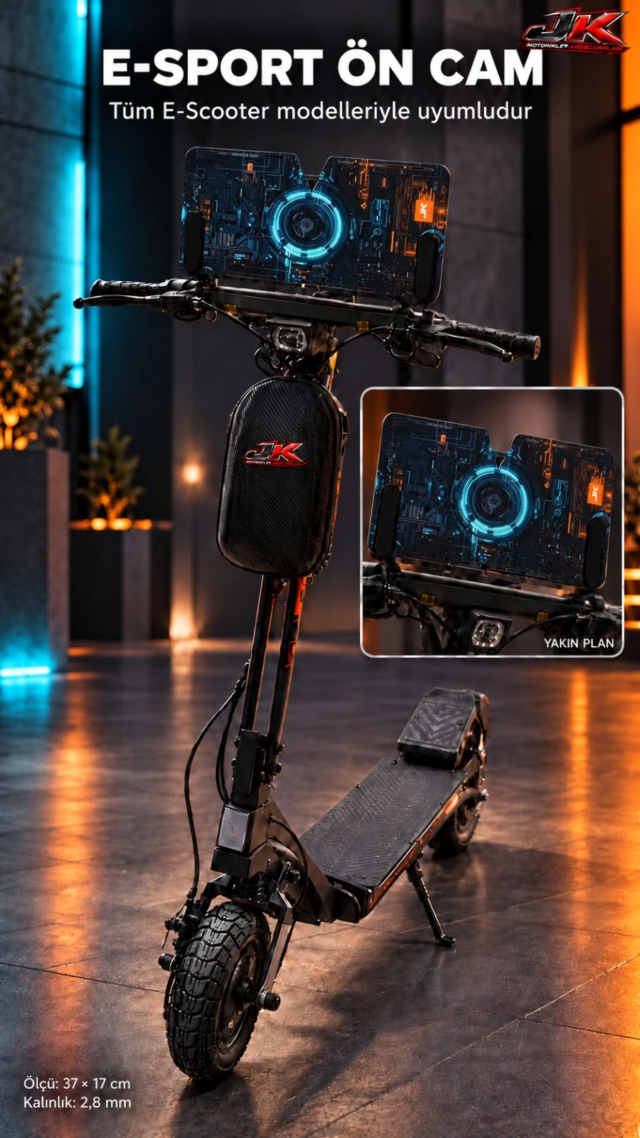 Jiekai Jk E- scooter üniversal grafik desenli Ön Cam ES-004
