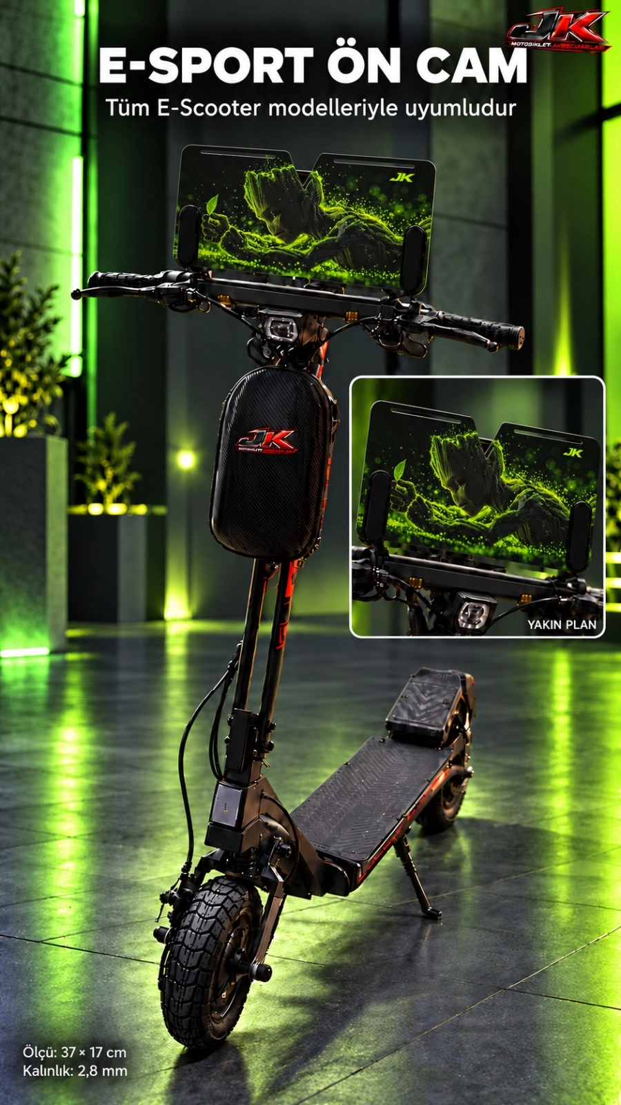 Jiekai Jk E- scooter üniversal grafik desenli Ön Cam ES-005
