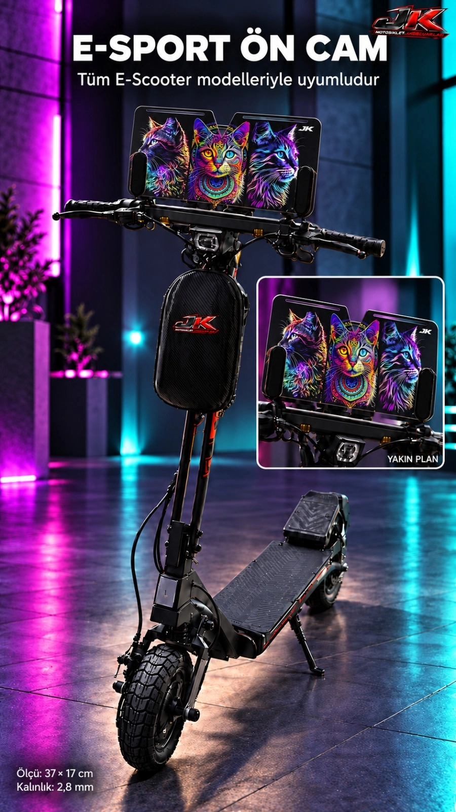 Jiekai Jk E- scooter üniversal grafik desenli Ön Cam ES-006
