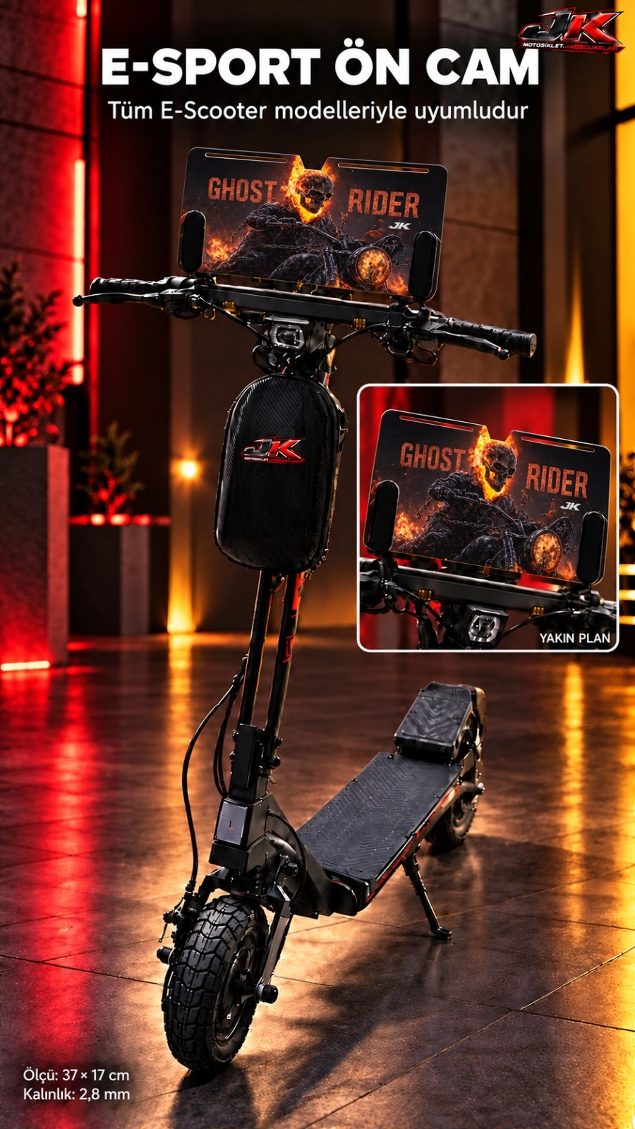 Jiekai Jk E- scooter üniversal grafik desenli Ön Cam ES-007