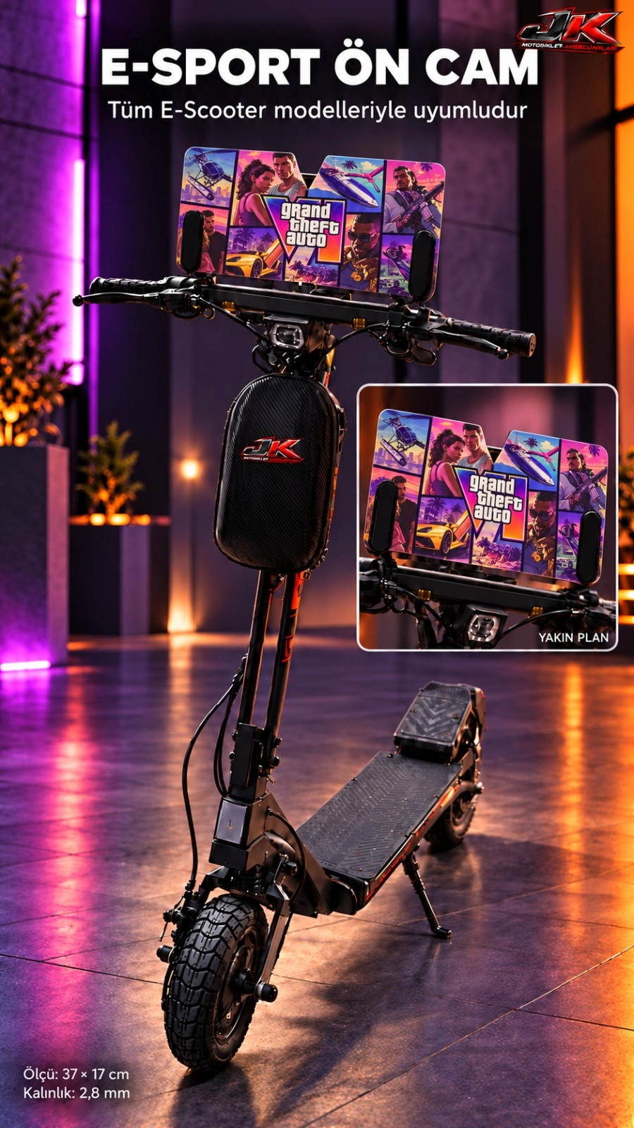 Jiekai Jk E- scooter üniversal grafik desenli Ön Cam ES-008