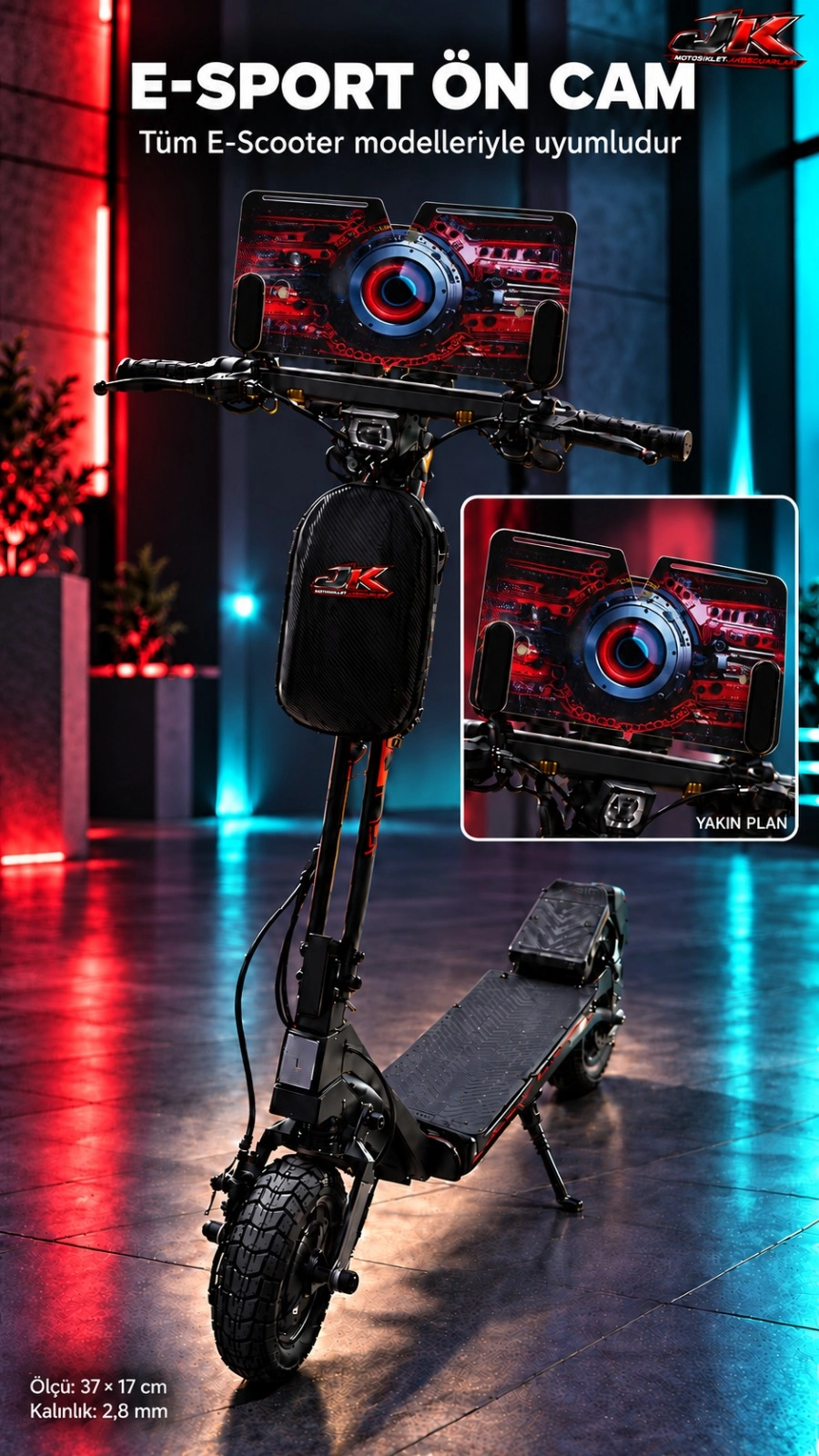Jiekai Jk E- scooter üniversal grafik desenli Ön Cam ES-009