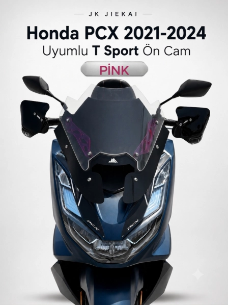 JK JİEKAİ Honda PCX 2021-2024 Uyumlu T Sport Ön Cam - PİNK 