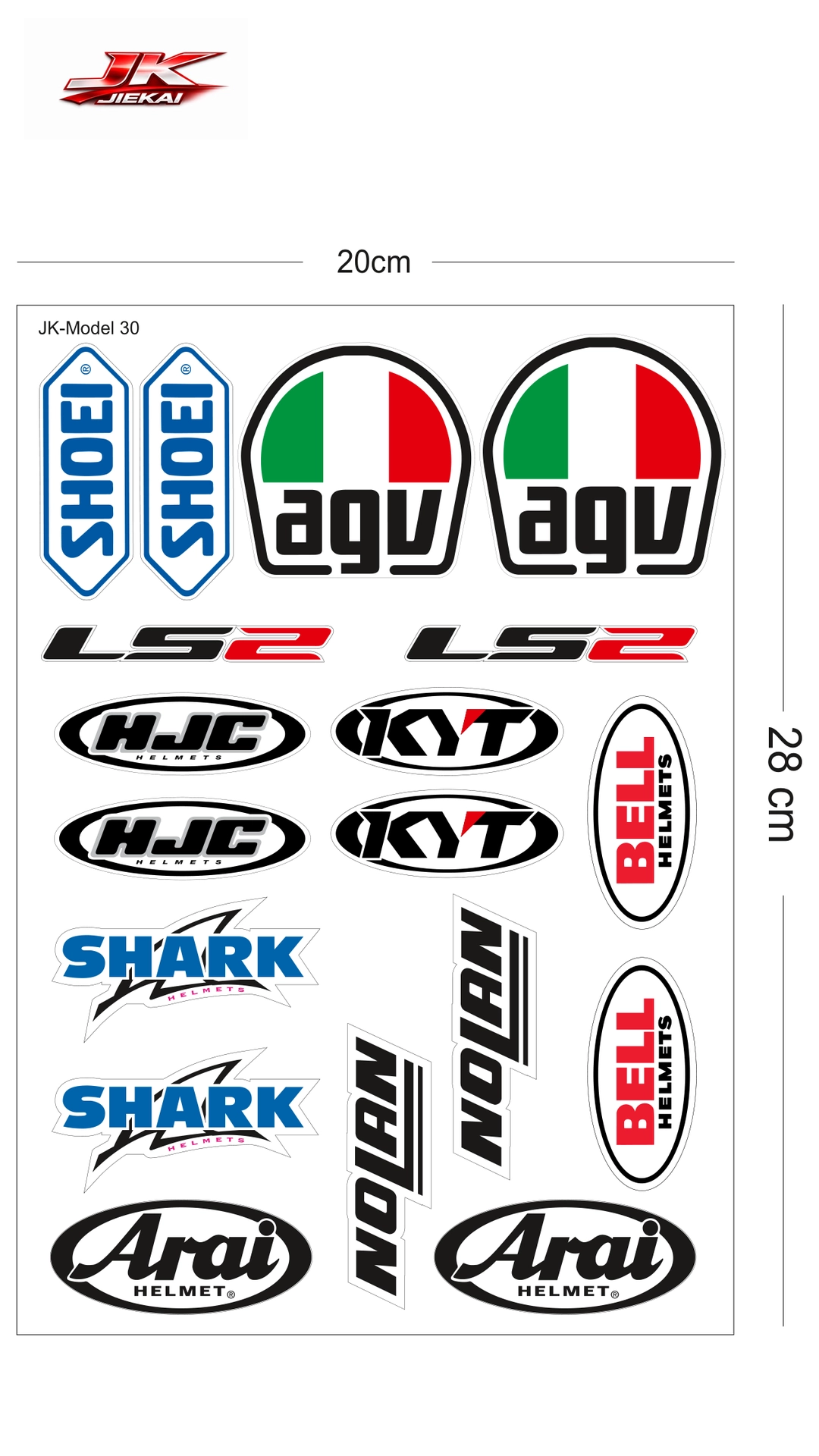 JK JİEKAİ MOTOSİKLET KASK AKSESUARI STİCKER MODEL 30