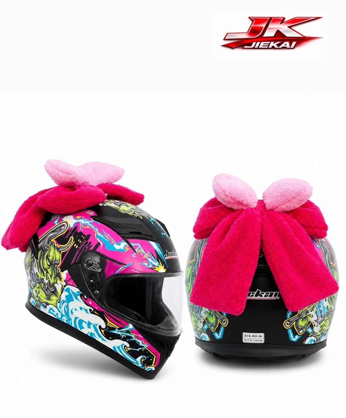 JK JİEKAİ PELUŞ KASK KURDELE & FİYONK PEMBE (KASK DAHİL DEĞİLDİR)