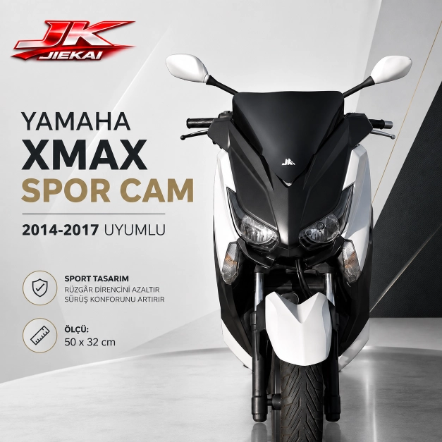 JK JİEKAİ Yamaha Xmax 2014-2017 Uyumlu Sport Cam  (Siyah)
