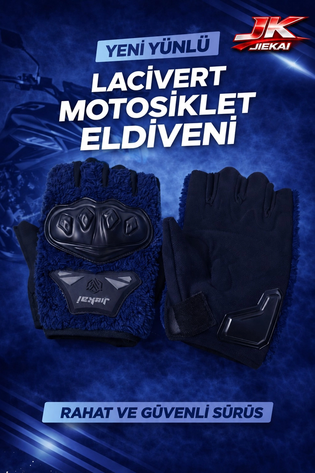 JK PELUŞLU YARIM ELDİVEN KORUMALI LACİVERT RENK