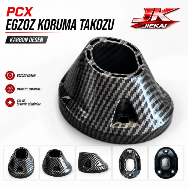 PCX UYUMLU KARBON DESEN EGZOZ KORUMA KAPAĞI KARBON DESEN – EGZOZ MUHAFAZA KAPAĞI