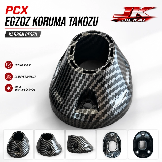 PCX UYUMLU KARBON DESEN EGZOZ KORUMA KAPAĞI KARBON DESEN – EGZOZ MUHAFAZA KAPAĞI