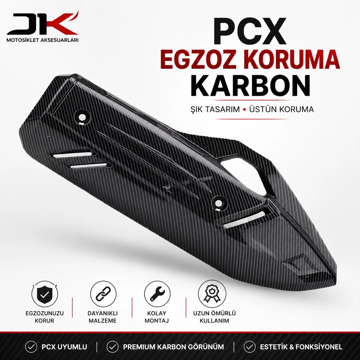 PCX UYUMLU KARBON GÖRÜNÜMLÜ EGZOZ KORUMA KAPAĞI