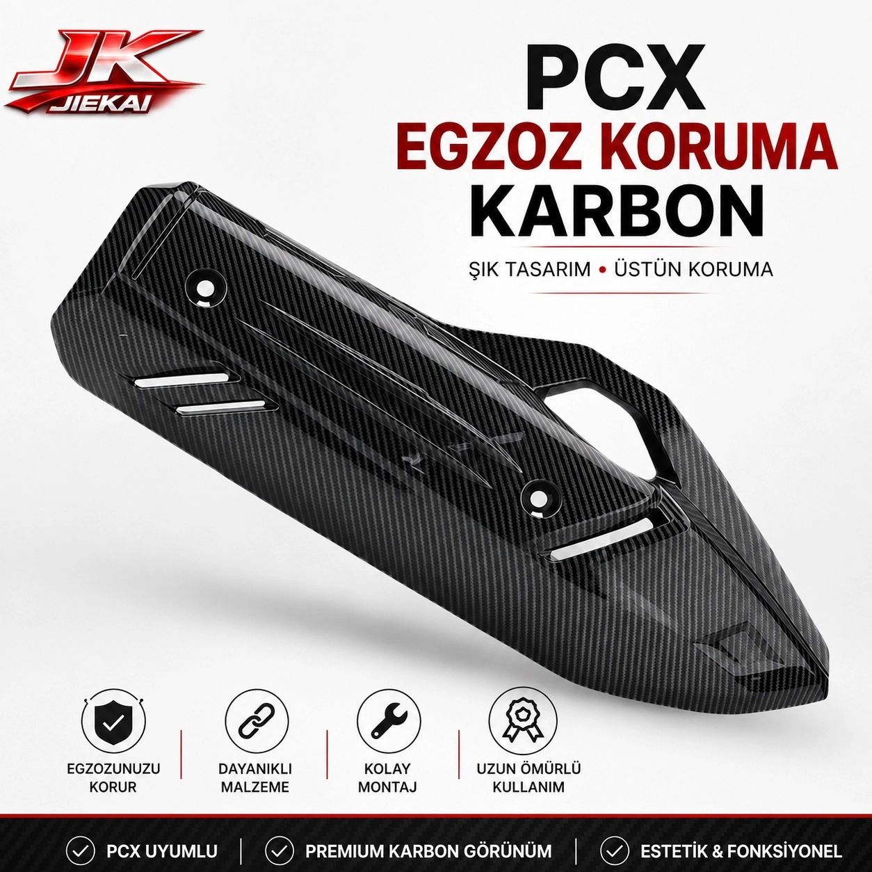 PCX UYUMLU KARBON GÖRÜNÜMLÜ EGZOZ KORUMA KAPAĞI