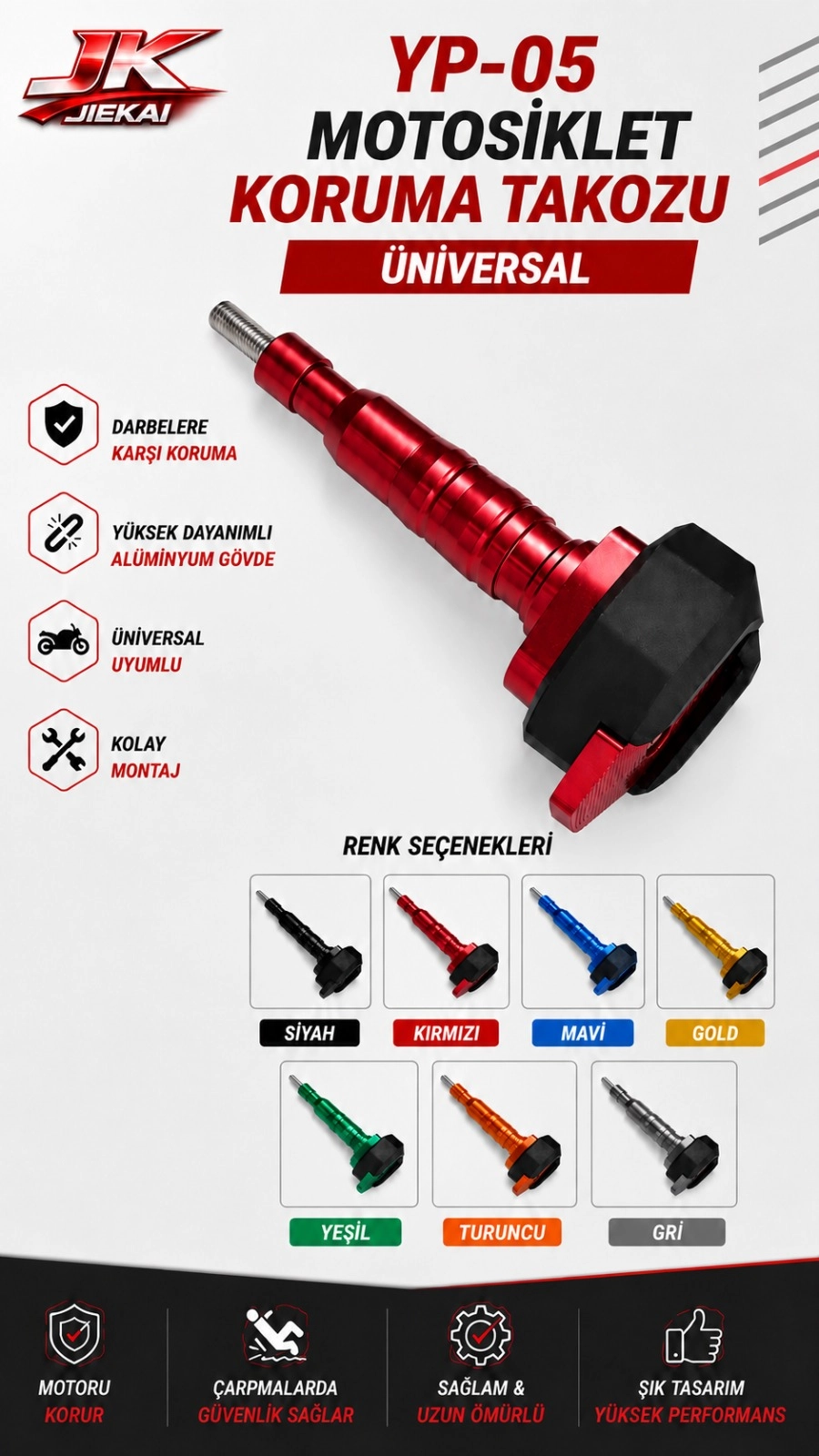 YP-05 RENKLİ KORUMA TAKOZU KIRMIZI RENK ( ADET FİYATIDIR )